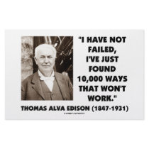 Thomas Edison Not Failed 10,000 Ways Won't Work Stationery Design