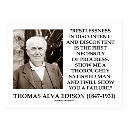 Thomas Edison Restlessness Discontent Progress Post Card