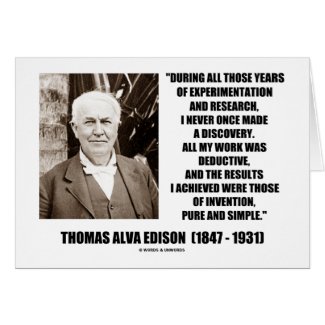 Thomas Edison Results Invention Pure Simple Quote Card