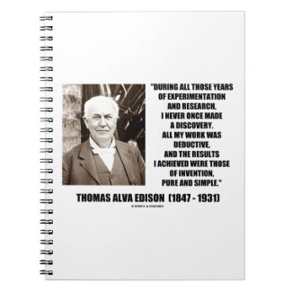 Thomas Edison Results Invention Pure Simple Quote Spiral Note Books
