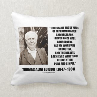 Thomas Edison Results Invention Pure Simple Quote Pillows