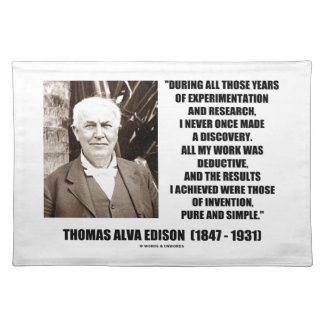 Thomas Edison Results Invention Pure Simple Quote Placemat