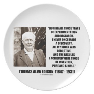 Thomas Edison Results Invention Pure Simple Quote Party Plate
