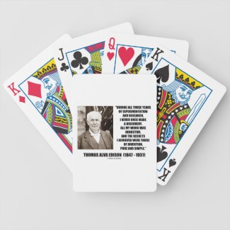 Thomas Edison Results Invention Pure Simple Quote Bicycle Card Decks