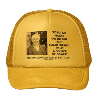 Thomas Edison Sun Solar Energy Source Of Power Hat