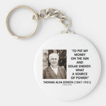 Thomas Edison Sun Solar Energy Source Of Power Keychain