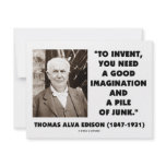 Thomas Edison To Invent Imagination Pile Of Junk Personalized Invitation