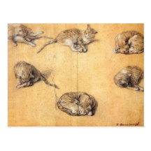 Thomas Gainsborough. Six studies of a cat Post Cards