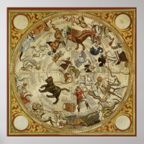 Thomas Hood Celestial Map, 1590 Poster