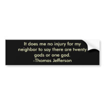 Thomas Jefferson on religious tolerance bumper stickers