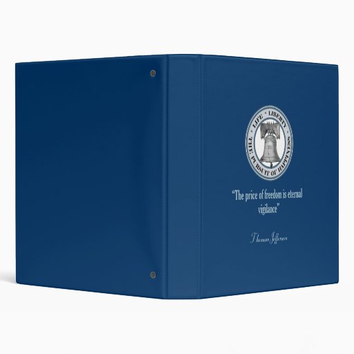 Thomas Jefferson Quote (Vigilance) Vinyl Binders
