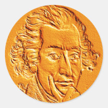 Thomas Paine portrait in gold Round Stickers