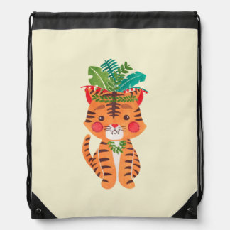 Thomas the Tiger Illustration Drawstring Bag Thomas the Tiger Illustration Printed on Merchandise Illustration by Haidi Shabrina