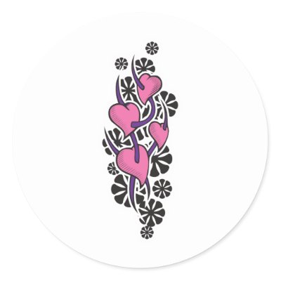 Thorns and Hearts Tattoo Design Round Stickers by doonidesigns