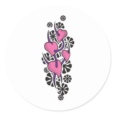 Thorns and Hearts Tattoo Design Round Stickers by doonidesigns