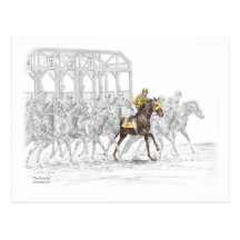 Thoroughbred Horse Race - Starting Gait Postcards