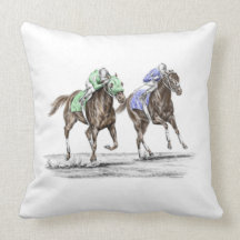 Thoroughbred Horse Race Stretch Pillow