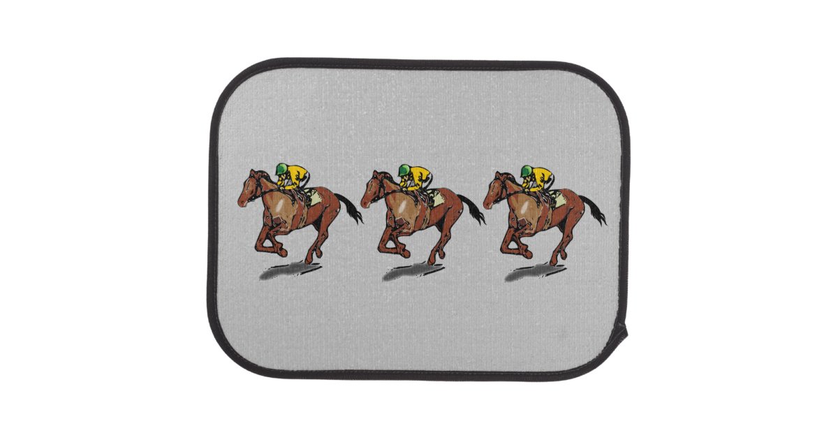 Thoroughbred Horse Racing and Jockey Car Floor Mat Zazzle