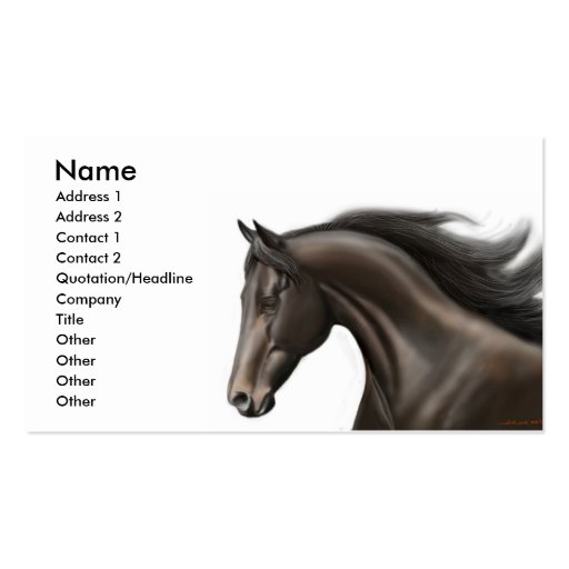 Thoroughbred Profile Card Business Cards (front side)