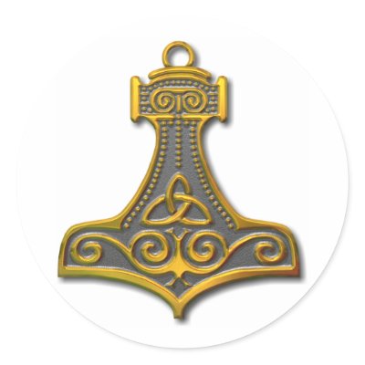 Thor's Hammer-gold Round Sticker