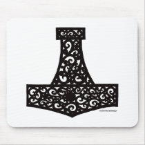 Thors Hammer in Black Mousepads