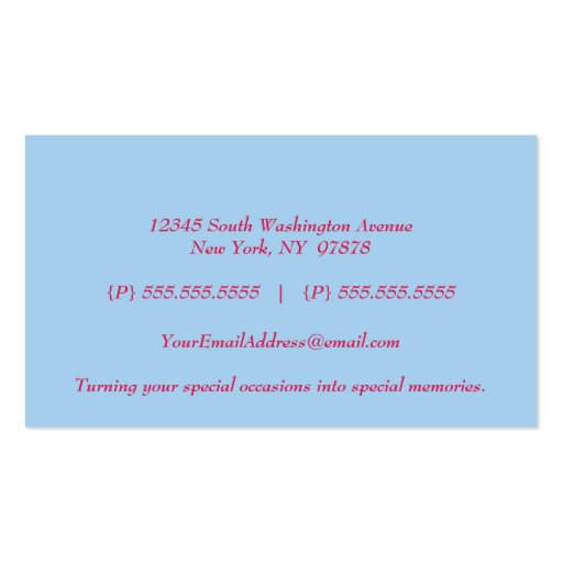 Thought bubbles event planner business cards (back side)
