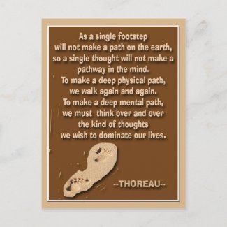 Thought provoking quote by Thoreau postcard