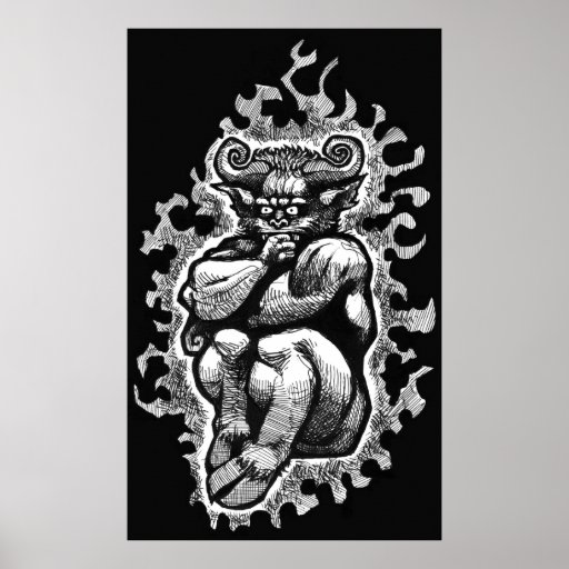 Thoughtful Demon Giant Gloss Canvas Print