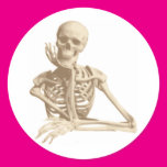 Thoughtful Skeleton Round Sticker