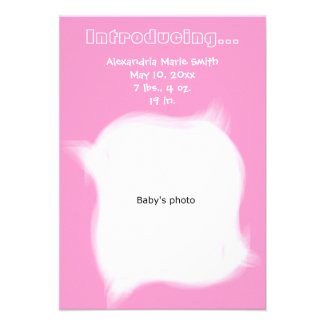 Thoughtfulness BABY GIRL Announcement Card