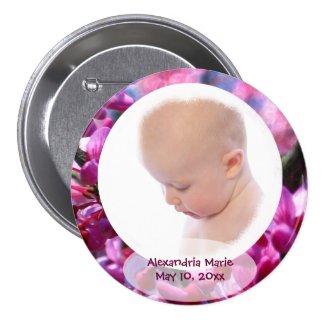 Thoughtfulness BABY GIRL Personalized Photo Button