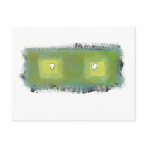 Thoughts and feelings heart and light bulb art postcards