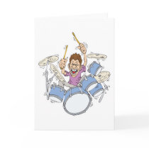 thrashing drummer greeting cards