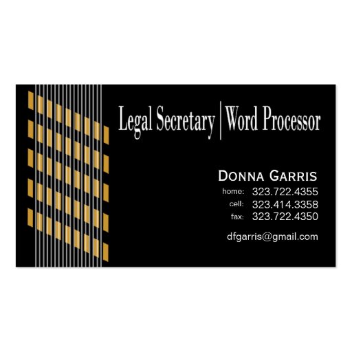 Threaded Ribbons Legal Secretary Word Processor Business Card (front side)