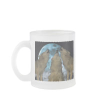 THREE 3 WOLVES HOWLING BLUE MOON COFFEE MUGS