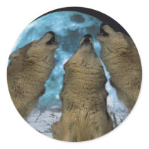THREE 3 WOLVES HOWLING BLUE MOON STICKERS