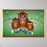 Three Alert Little Owls Posters
