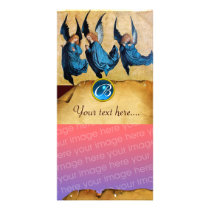THREE ANGELS IN BLUE  PARCHMENT Sapphire Monogram Personalized Photo Card