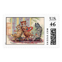 Three Anthropomorphic Cats Postage Stamps
