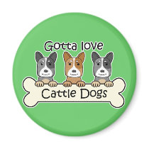 Three Australian Cattle Dogs magnets