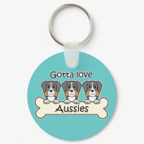 Three Australian Shepherds keychains