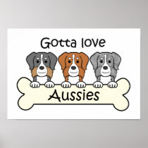 Three Australian Shepherds Print