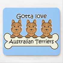 Three Australian Terriers mousepads by dogcartoons Three Australian Terriers mousepads