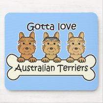 Three Australian Terriers mousepads by dogcartoons Three Australian Terriers mousepads