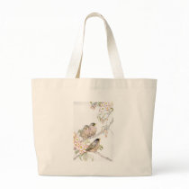 Three Baby Robins in a Cherry Tree Canvas Bag
