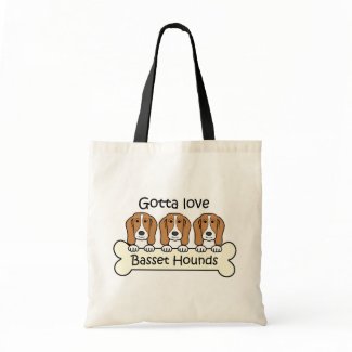 Three Basset Hounds bag