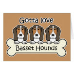 Three Basset Hounds Card