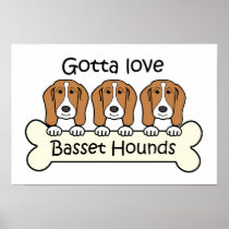 Three Basset Hounds Print