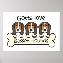 Three Basset Hounds Print