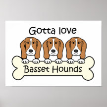 Three Basset Hounds Print